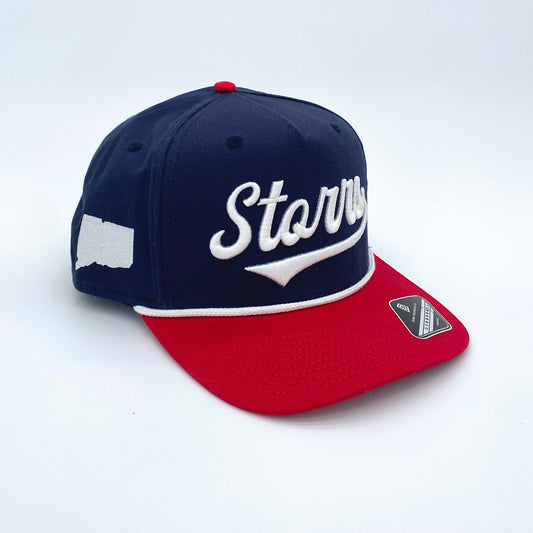 Embroidered Storrs Script Snapback (Navy/Red/White)