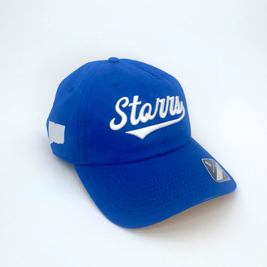 Embroidered Storrs Script Dad Hat (CT Flag Blue)