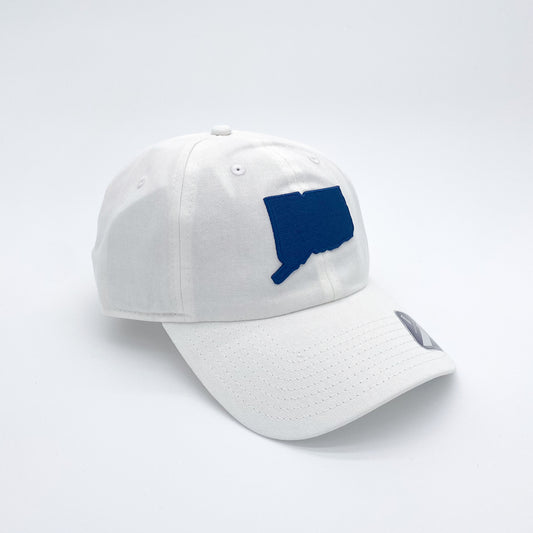 Embroidered CT State Logo Dad Hat (White)